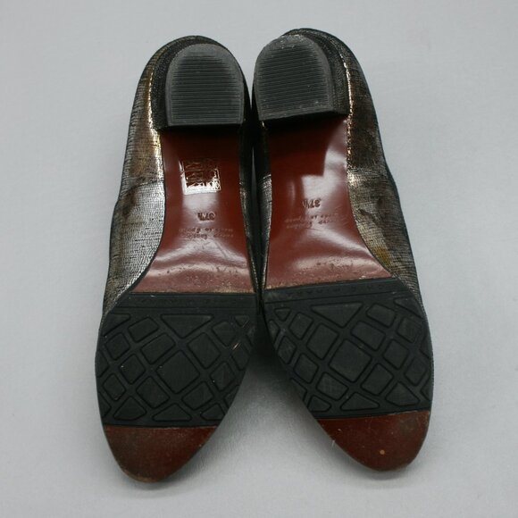 Chie Mihara 37.5 Ladies 7.5 Exito Metallic Silver Bronze Lace Shoes Pumps Heels - Picture 9 of 12